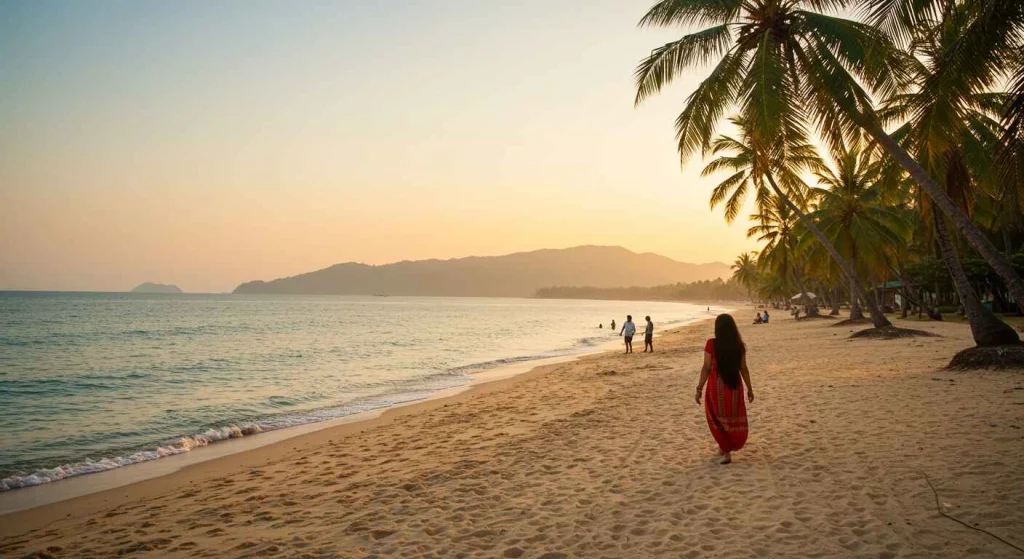 Solo female traveler enjoying the serene beach, embracing the freedom and adventure of exploring the world alone