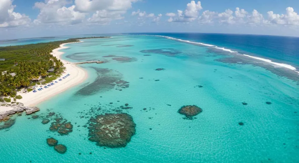 Breathtaking beach in The Bahamas, one of the cheapest Caribbean islands, with clear waters and white sands for an affordable tropical vacation