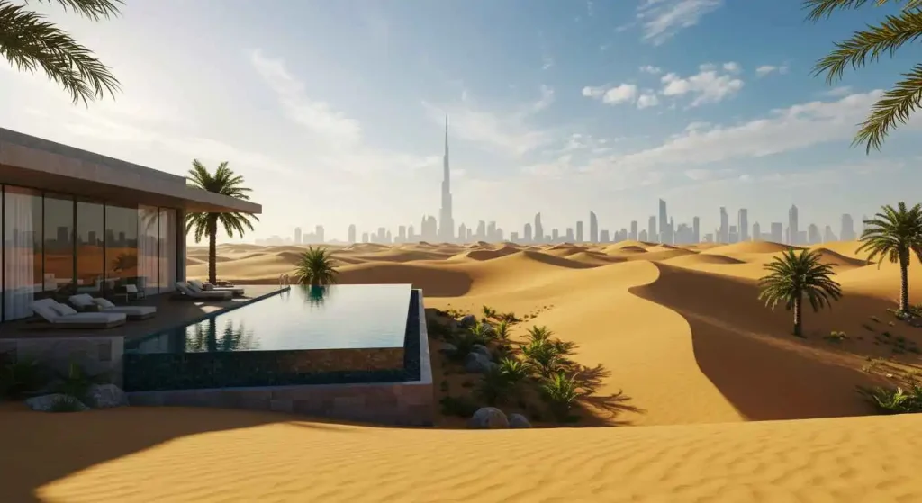 Dubai’s luxurious resorts, modern skyscrapers, and expansive desert landscapes, providing an opulent warm getaway in a desert paradise