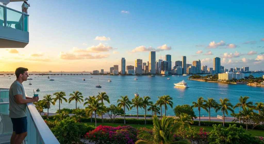 Vibrant Miami beach, a top spring break destination with lively crowds and sun-soaked shores