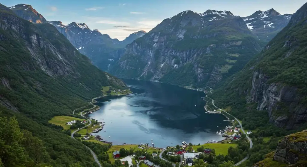 The dramatic beauty of the Norwegian Fjords, featuring crystal-clear waters and towering cliffs