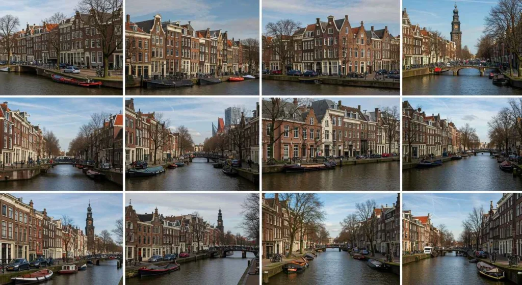 Charming canals and historic architecture in Amsterdam, Netherlands – one of the cheapest European countries to fly to from the USA in 2025